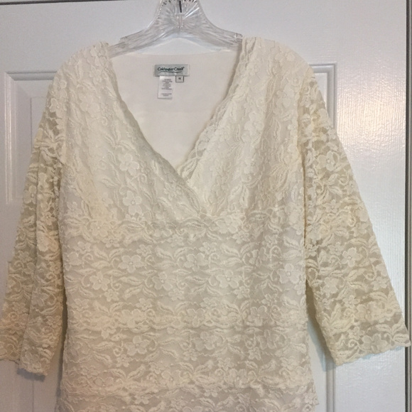 Coldwater Creek Tops - Coldwater Creek Lace Vneck Blouse - 1x